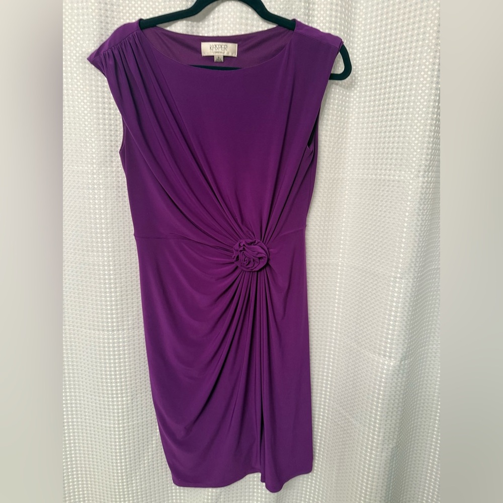 Kasper Purple Draped Midi Dress